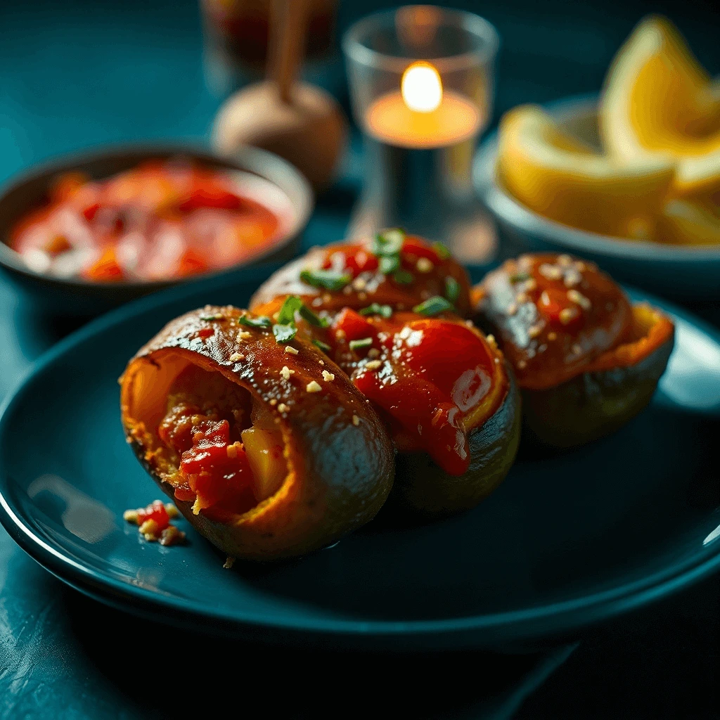 Chilean-style papas rellenas filled with savory meat and fried to golden perfection