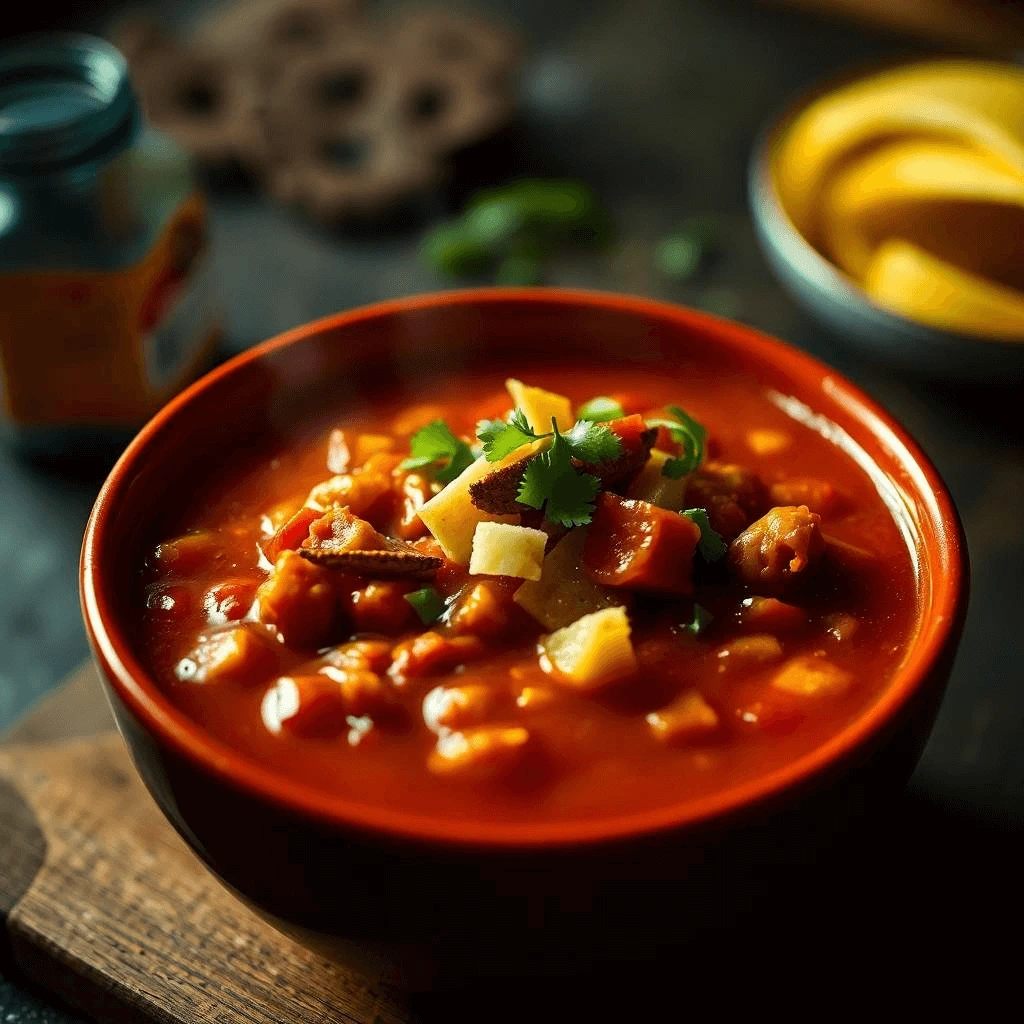 Taco Soup Frios in a bowl with toppings