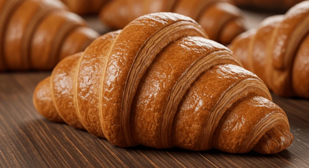 Gordon Ramsay’s croissants with golden, flaky layers and a perfectly buttery texture, freshly baked.