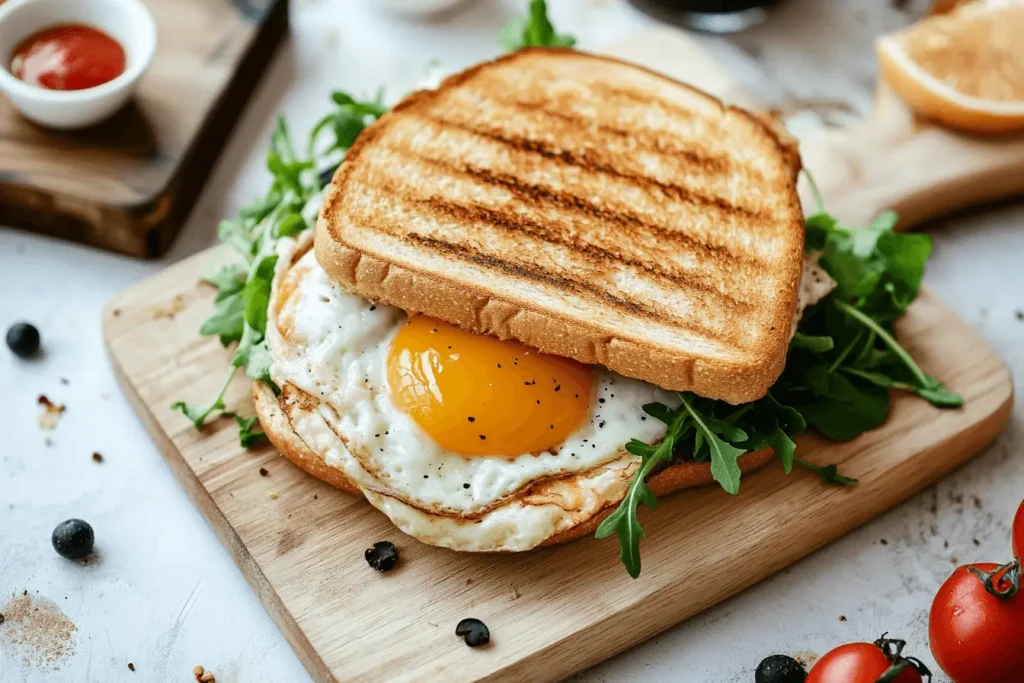 Delicious Breakfast Sandwiches to Start Your Day Breakfast sandwich with egg, bacon, and cheese on a toasted bun.