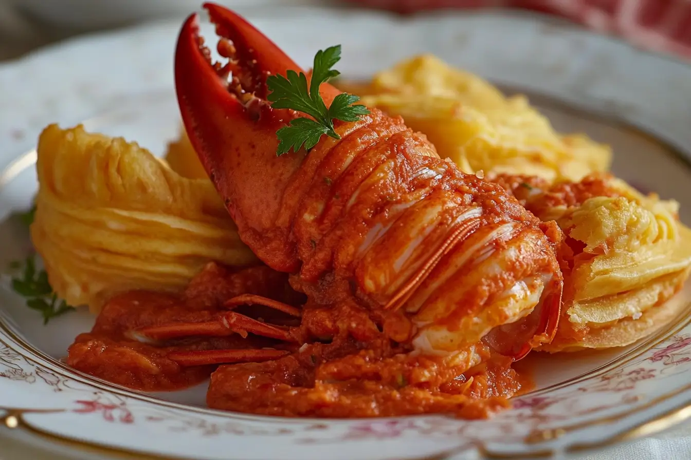 Comparison of lobster tail and sfogliatelle pastries showing their different textures and shapes.