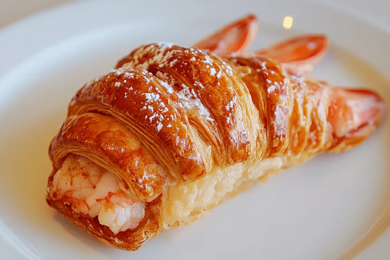 Delicious homemade lobster tail pastry with golden crispy layers and creamy filling.