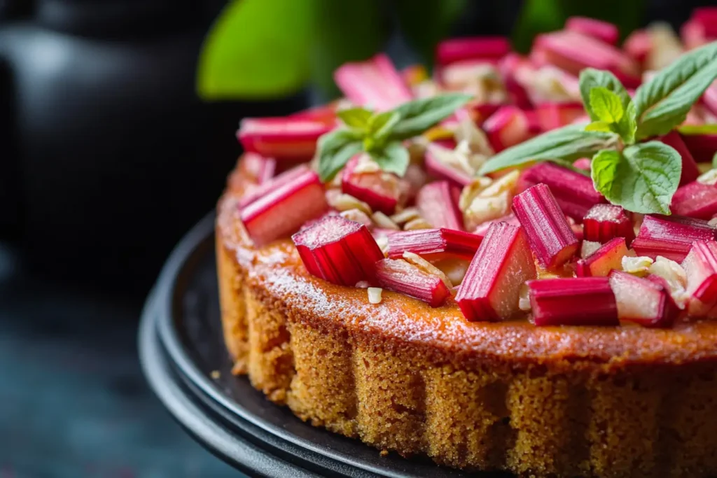 Rhubarb cake recipes close up