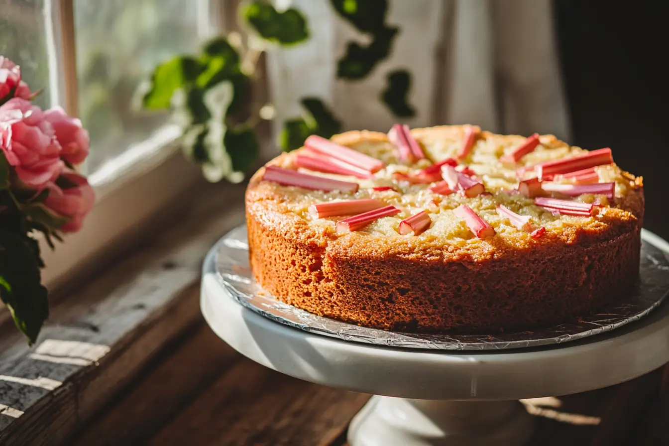 Beautiful rhubarb cake recipes display