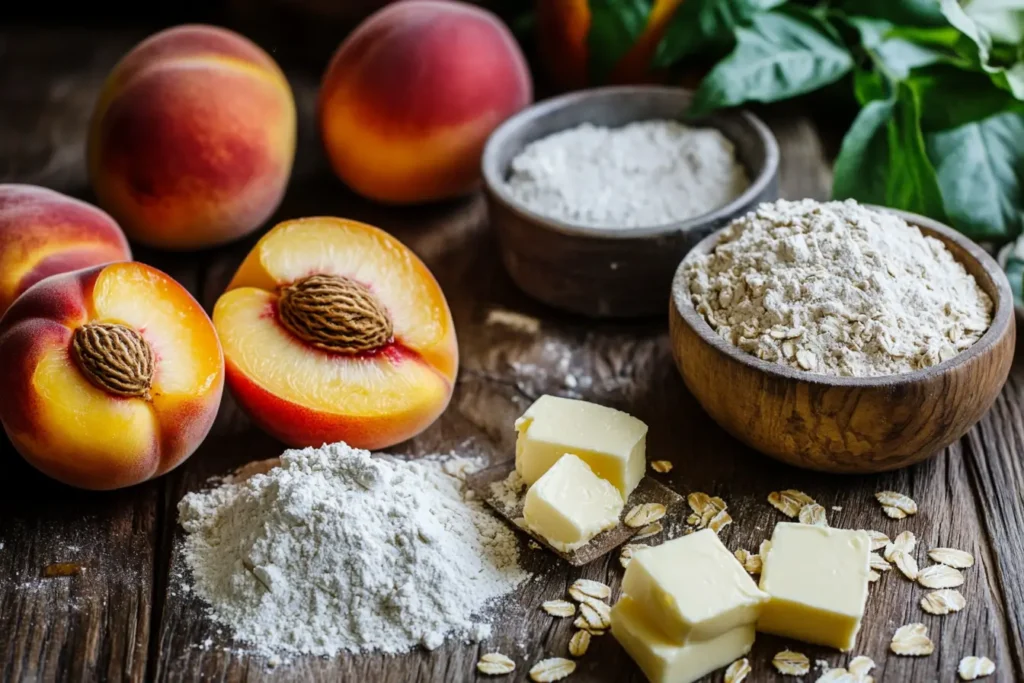 Peach crumble ingredients.