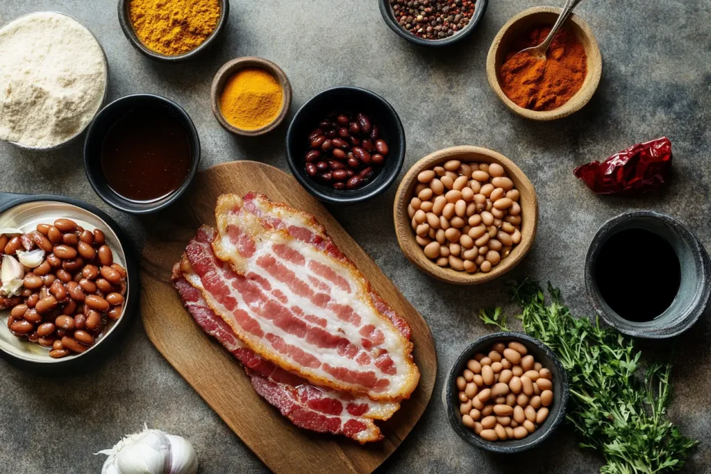 Ingredients for amazing baked beans recipe