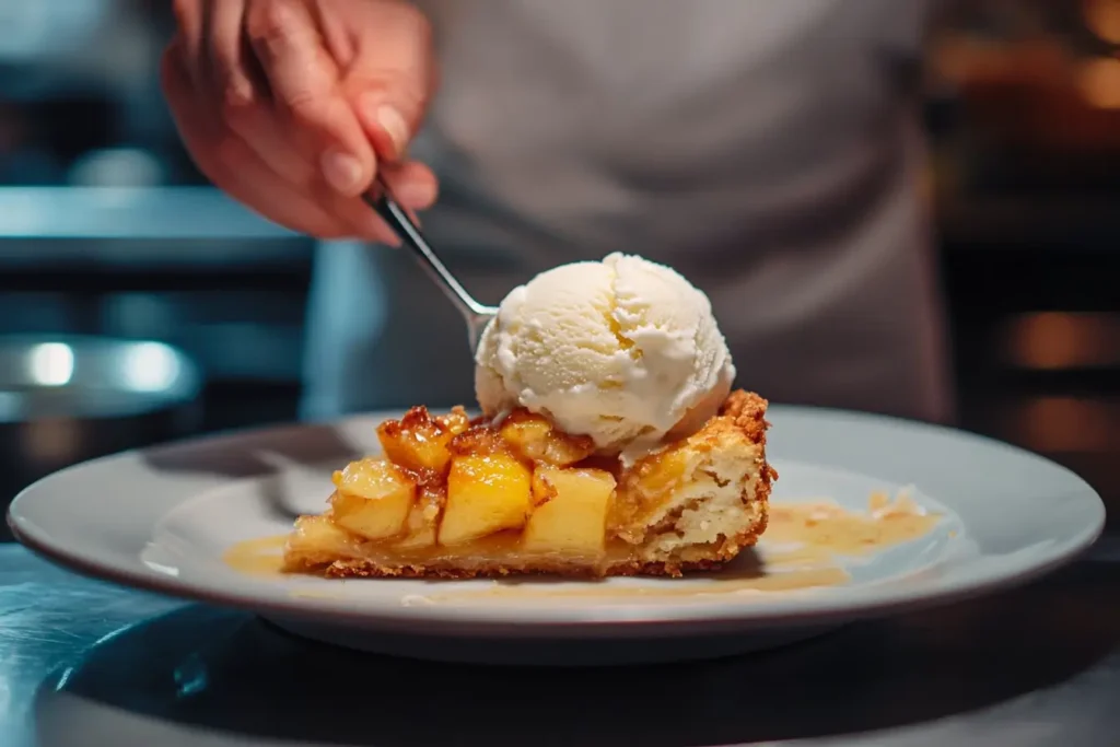 serving a delicious peach cobbler