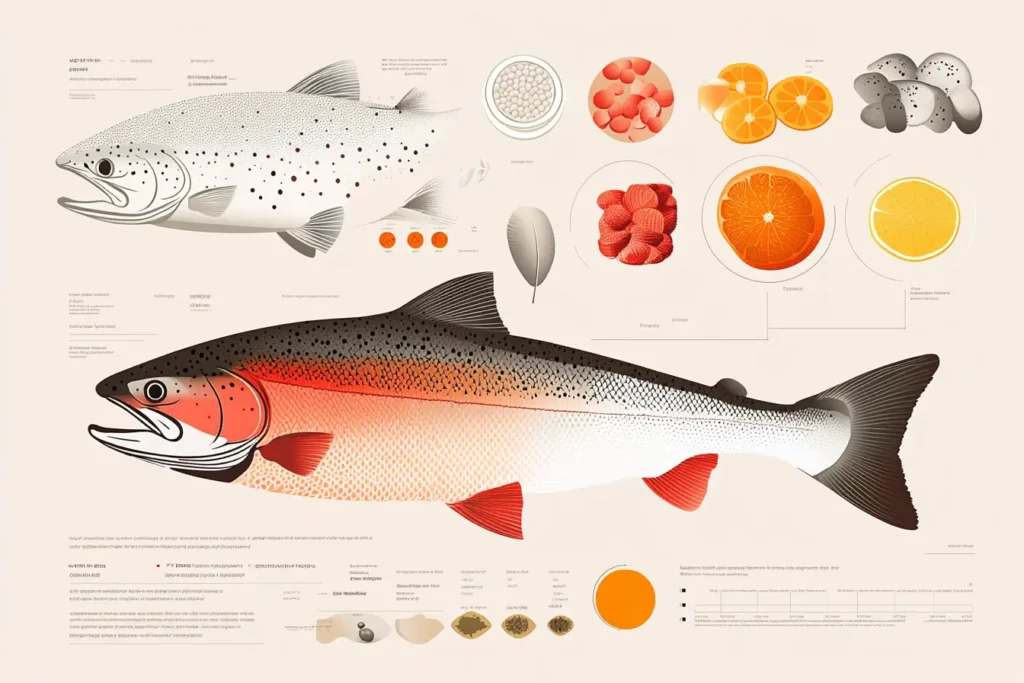 Nutritional comparison chart for steelhead trout and salmon