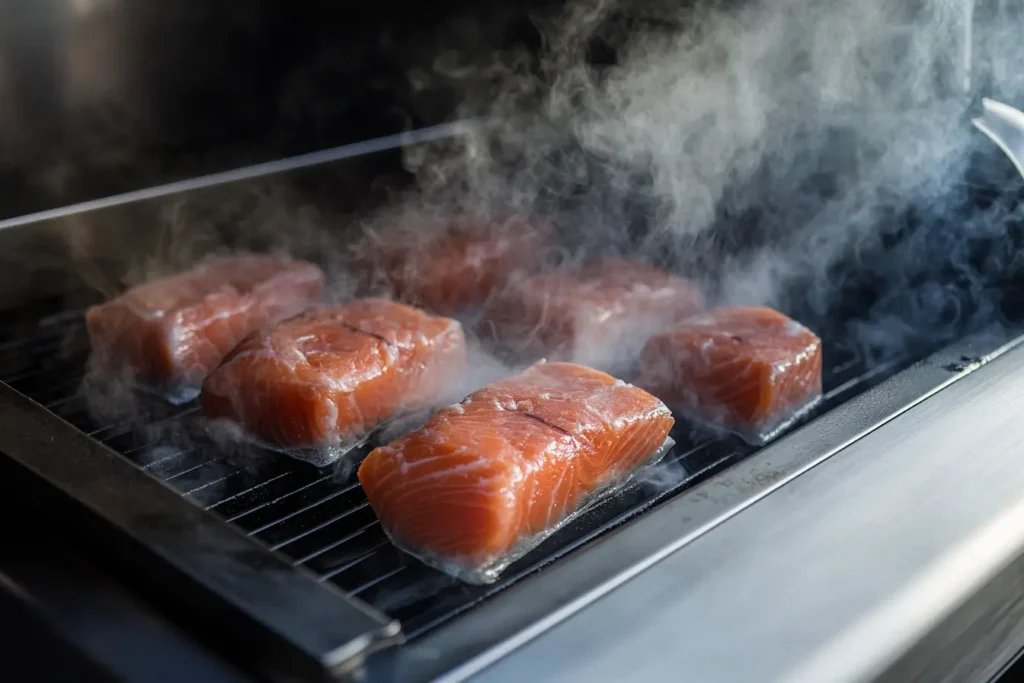 Smoked Steelhead Trout in Smoke