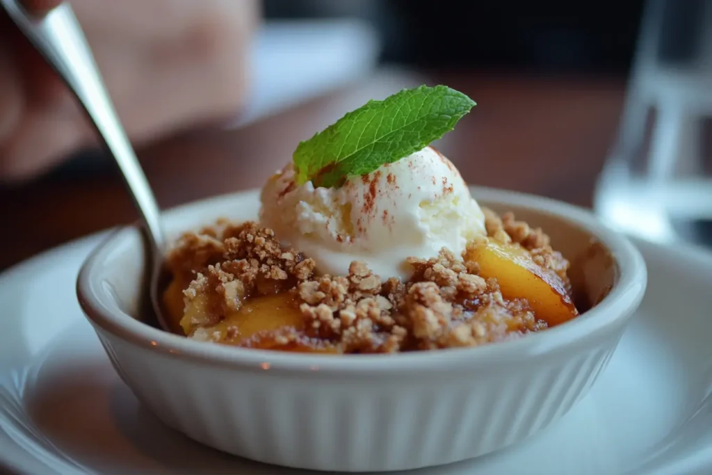 Delicious Peach Crisp dessert.