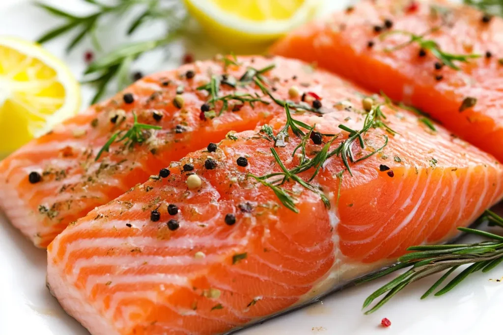 Steelhead trout fillet with a mild, slightly sweet flavor and tender texture.