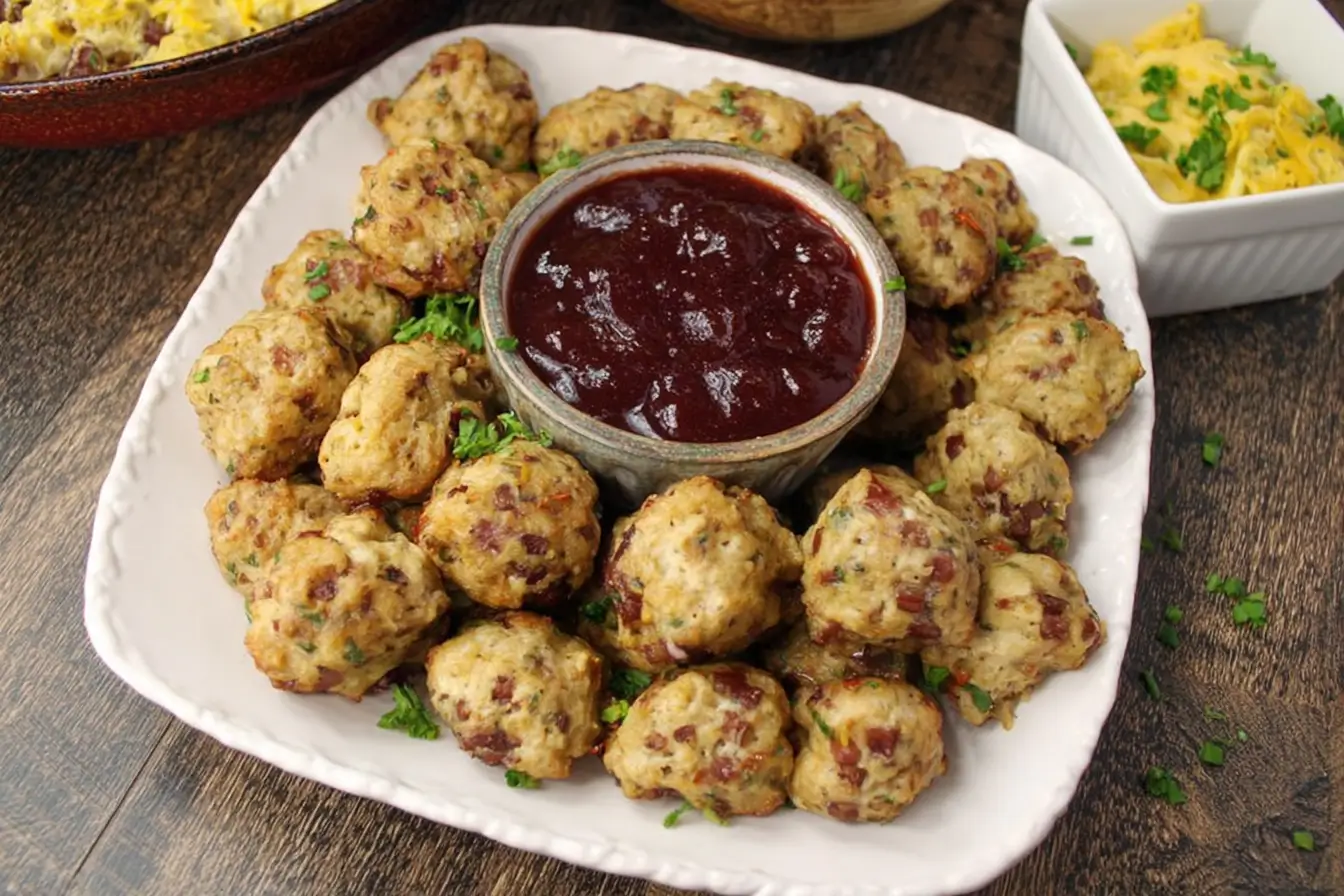 Table with Thanksgiving appetizers including cheese platter, dips, and mini tarts