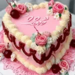 Vintage Heart Cake with delicate frosting and decorative heart-shaped design