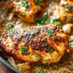 Keto chicken dish served with vegetables and creamy garlic sauce